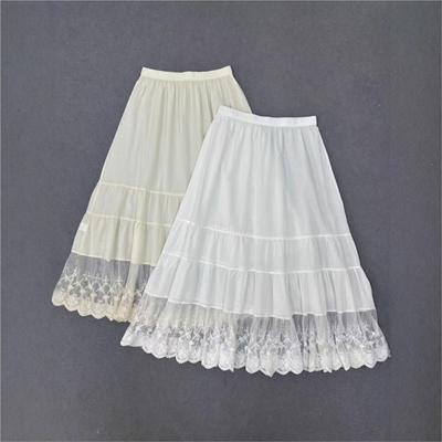 Thin Sheer Layered Waist Elastic Half Skirt For Casual Forest Girl Lace Inner Women Skirts
