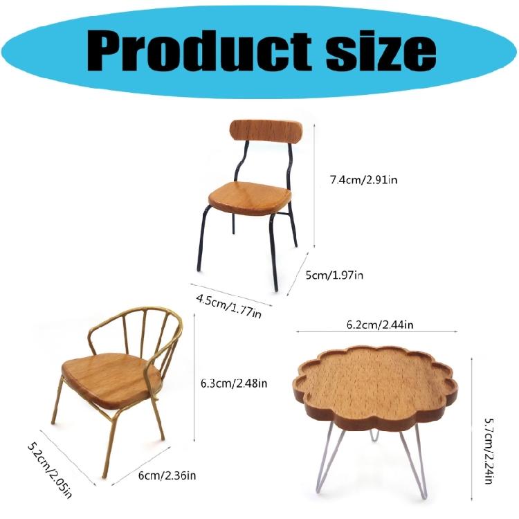 Simulation Leisure Table Chair Set Kids Pretend Play Accessories Furniture For 1/12 Doll House Scene Setting Decoration