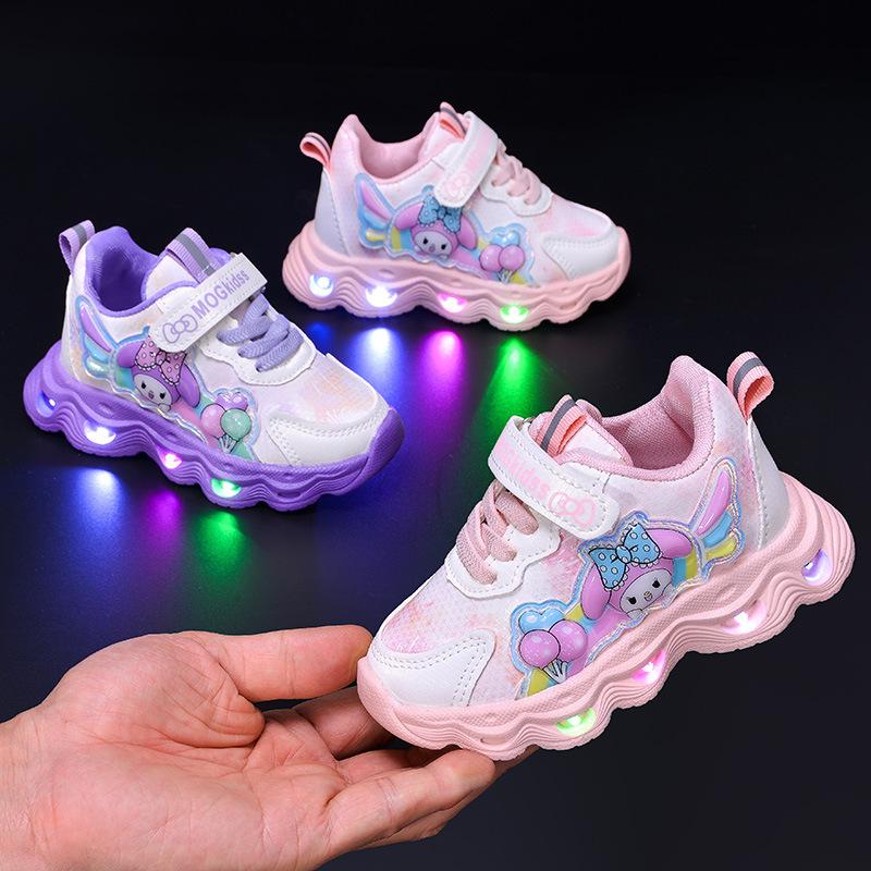 Kids' Cartoon Luminous Sports Shoes - Spring/Autumn 2025 Princess-Style Comfortable Casual Running Sneakers