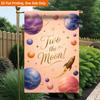 2D Flat - 2D Flat Printing Garden Flag 1pc, Space Scene Golden Rocket Journey Durable Single-Sided Print Yard Flag, Garden & Home Holiday Decoration,