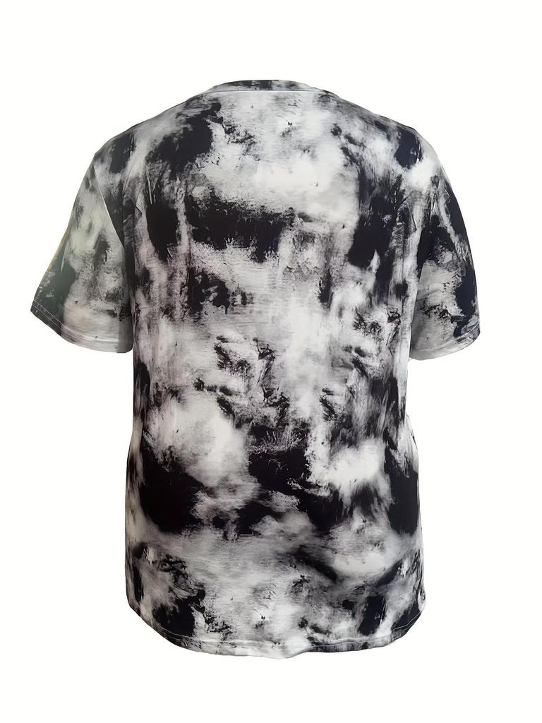 Plus Size Tie-Dye V-Neck Top for Women - Purple, Red, Gray