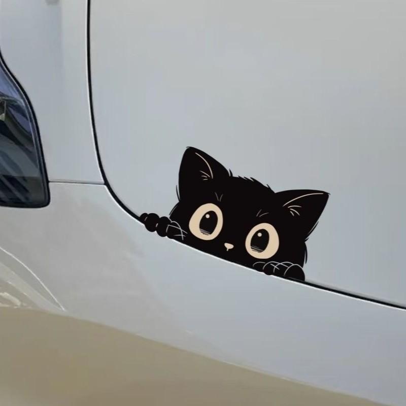 Car Sticker Accessories Poor Cat Is Stealing with Big Eyes Watch Vinyl Car Styling Cover Waterproof PVC Decals