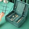 Spacious Velvets Jewelry Box Emerald Green Retro Styles Storage Organizers Soft Lining For Delicate Items