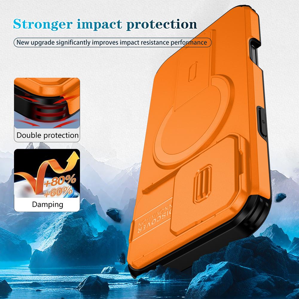 KEYSION Shockproof Magnetic Case for iPhone 16 Pro 16 Pro Max Slide Camera Protect Kickstand Wireless Charging Phone Back Cover