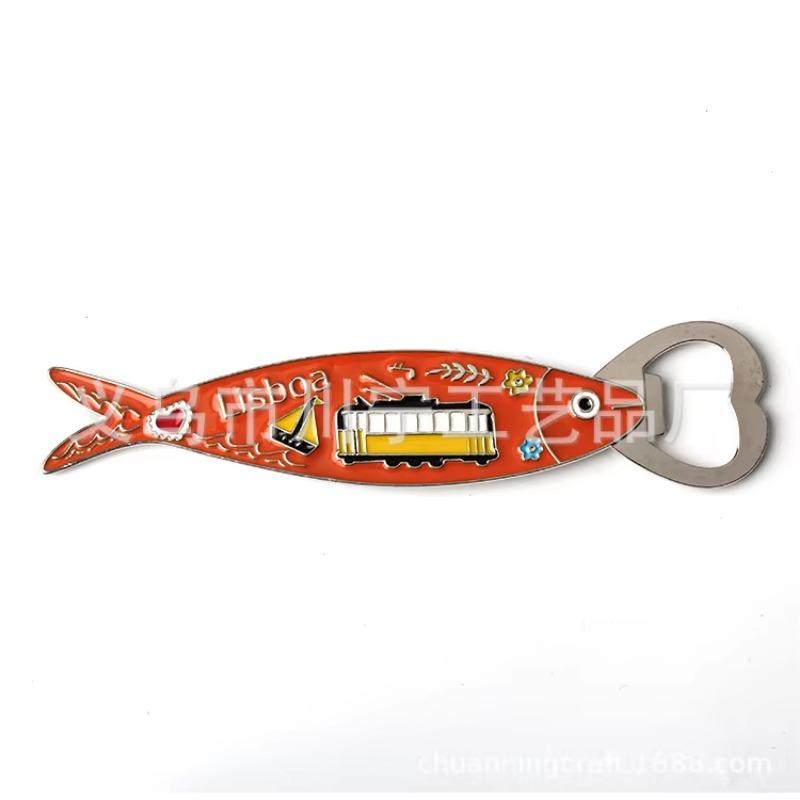 

Lisbon Sardine Metal Fridge Magnets Bottle Opener Cute Kitchen Decor Portugal Travelling Souvenirs Message Board Magnets
