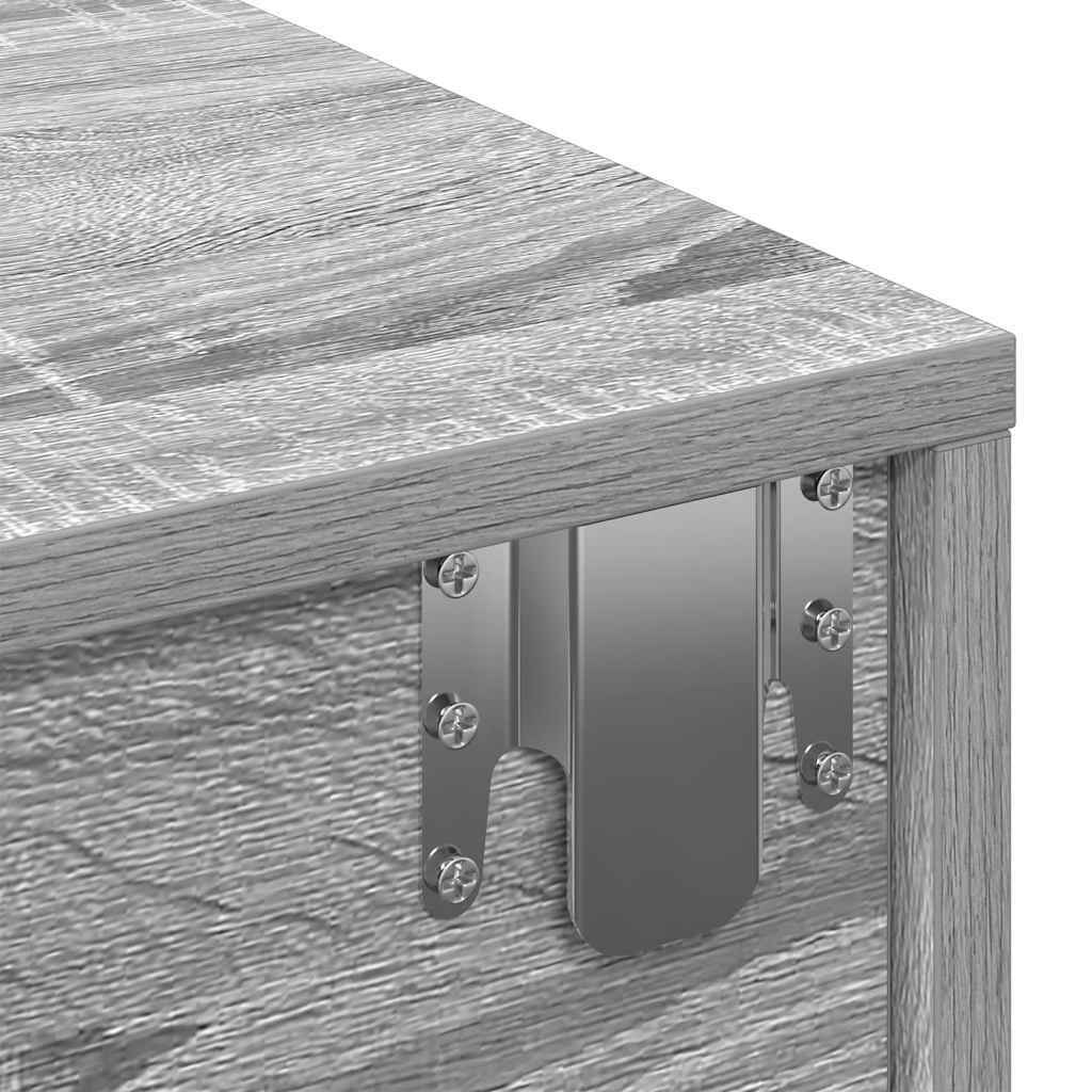 Wall Mounted Shelf with Drawers Grey Sonoma 80 x 33 x 17 cm Particleboard