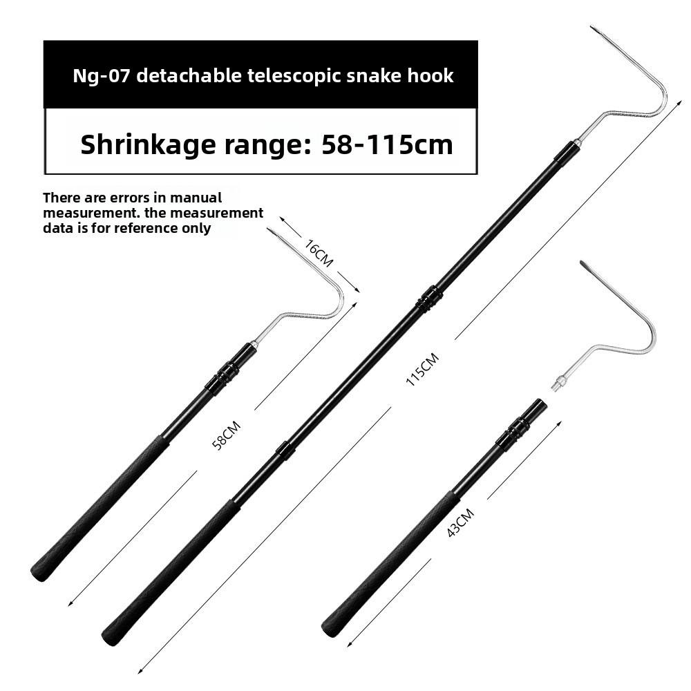 

Snake Catching Tool Antislip Retractable 58-115cm Three Section Telescopic Snake Hook Portable and Detachable Pet Products