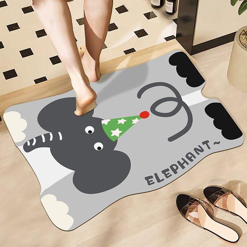 Cartoon animal soft diatom mud toilet absorbent floor mat bathroom non-slip mat entry door mat cute toilet floor mat