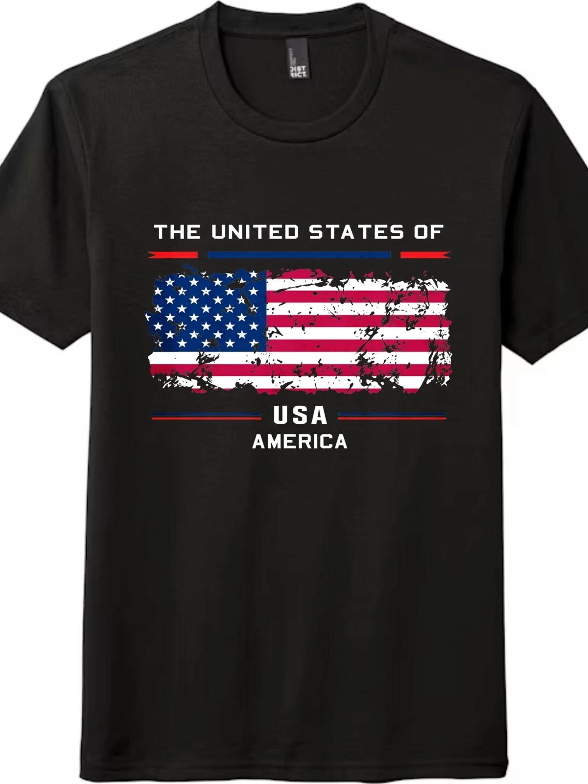 Unisex Vintage USA Flag Graphic Shirt Casual Patriotic American Pride Daily kids boy kids boy tee 100
