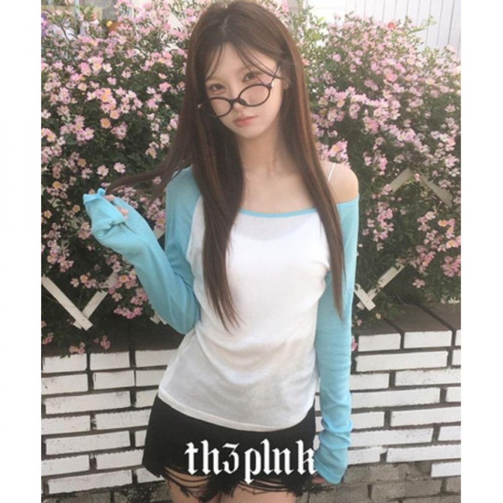 The Pink Women Pelon Raglan One Shoulder Summer Long Sleeve T shirT
