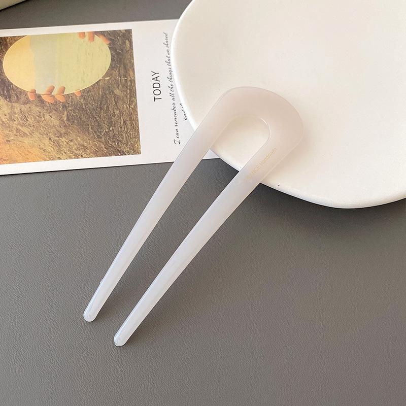 Simple Leopard Print Acetate Geometric U-shaped for Women's Hair Clip Elegant Retro Chinese Coiled Hair Accessory Hairpin