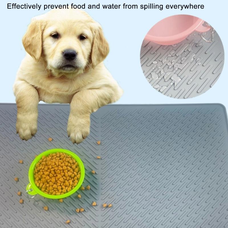 Large Silicone Cats Litter Catcher Mat Treats Feeding Mat Nonslip Dog Bowl Mat Waterproof Dog Bowl Pad for Food Water