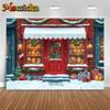 Mocsicka Christmas House Backdrop Winter Snow New Year Party Wallpaper Tree Gift Shop Decoration Festival Photography Background
