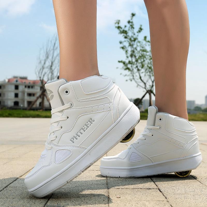 Dört Tekerlekli Kaçak Ayakkabılar, Erkek ve Çocuklar İçin Kasnak Ayakkabılar, Kızlar İçin Tekerlekli Ayakkabılar, Paten Ayakkabıları, Çift Tekerlekli Sıra Deforme Ayakkabılar