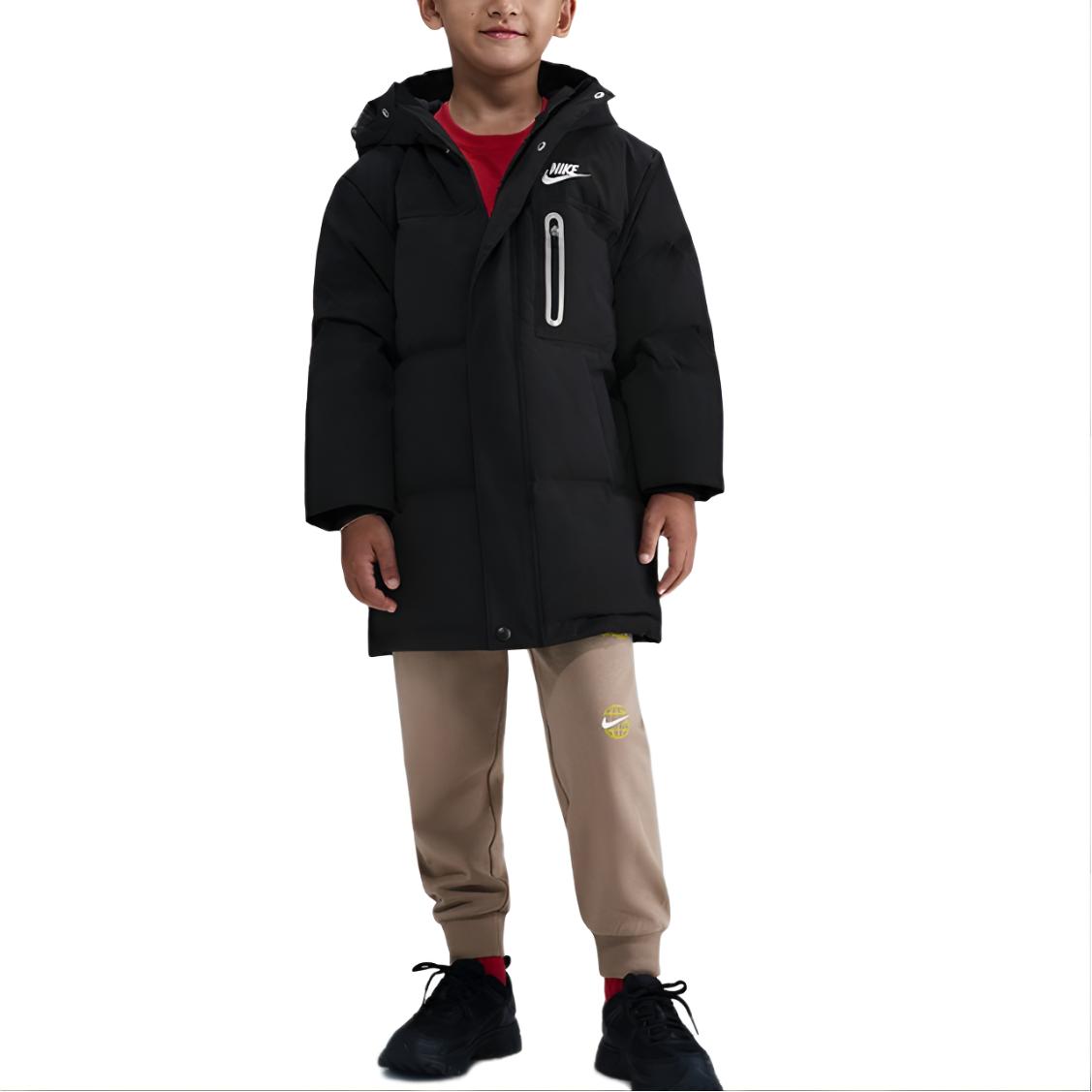 

Nike Пуховик с капюшоном Водонепроницаемый Удобный Пух утки Детский Детская куртка IO6080-010 L