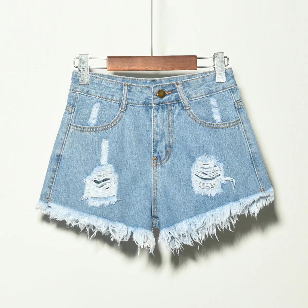 Plus-size High-waisted Denim Shorts Women's Summer Elastic-waisted Wide-leg Pants