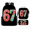 Large Capacity Schoolbag with Shoulder Strap; Student Three-piece Pencil Case Set