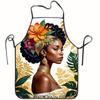 Sleeveless Polyester Apron with African Print In A Floral Design for Home Kitchen Baking and Work