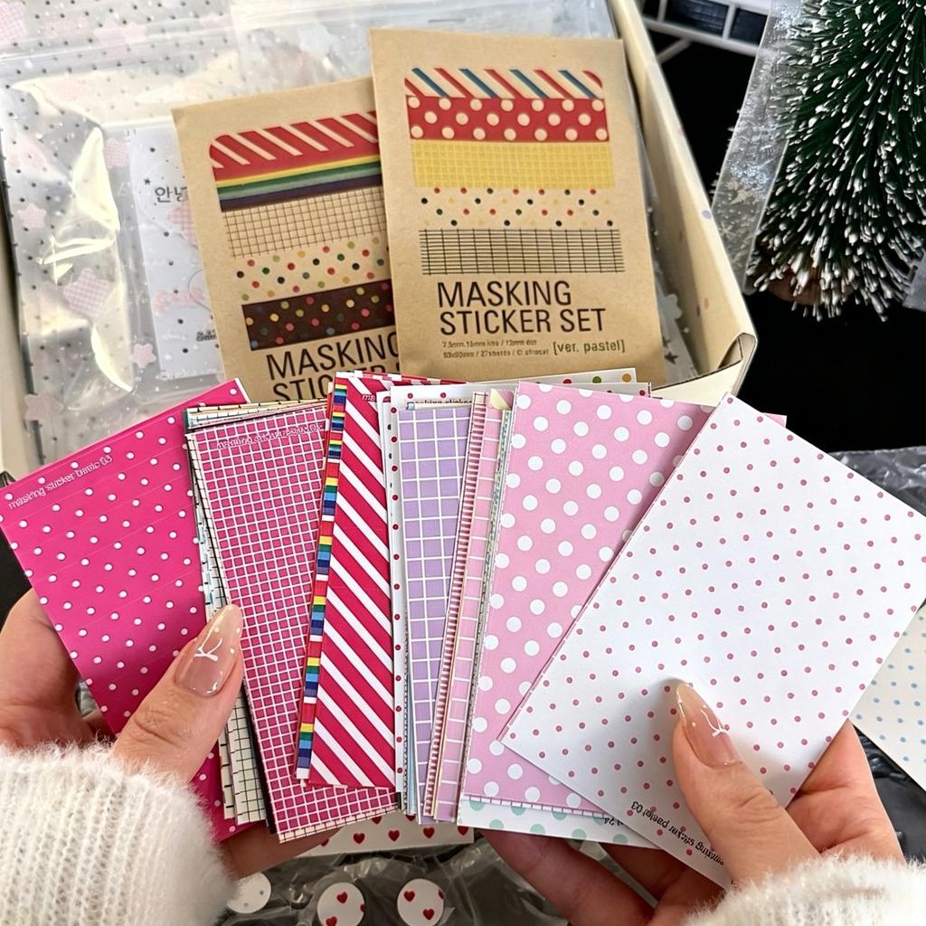 27PC Mix Retro Polka Dot Ins Hand Account Sticker Card Packaging Hand Account Splicing Diy Decorative Korean Material Paper Gift