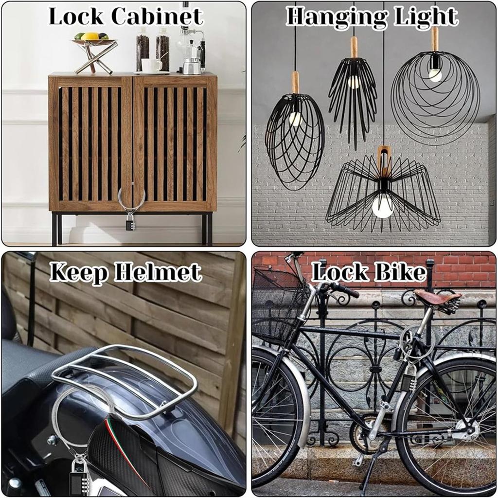 2026 New 20 Pack Cable Locks, 4.9ft X 3mm Steel Security Cable Lock with Double Loops Luggage for U Lock Padlock and Outdoor Use