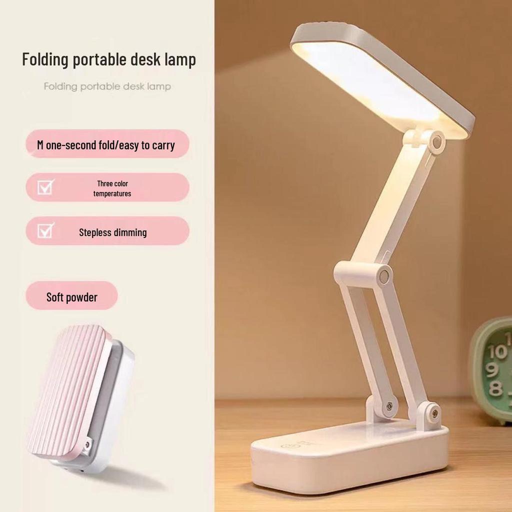 Rechargeable Foldable Table Lamp for Student Dorms - Portable, Adjustable, Ideal for Studying and Reading