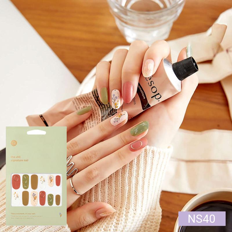 Glam Shell&Glitter Nail Stickers 24pcs | Self-Adhesive Strips, Bold Chic Mix, Quick 5-Min Manicure