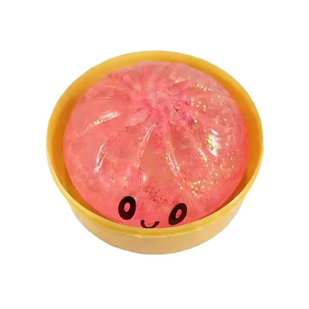 Glitter Dumplings Squishy Toy With Steamer Soft Squishy Toy Fidget Slow Resilience Stress Relief Sensory Ball