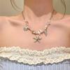 Y2K Handmade Colorful Irregular Gravel Beaded Necklace for Women Metal Starfish Shell Conch Pendant Necklace Aesthetic Jewelry