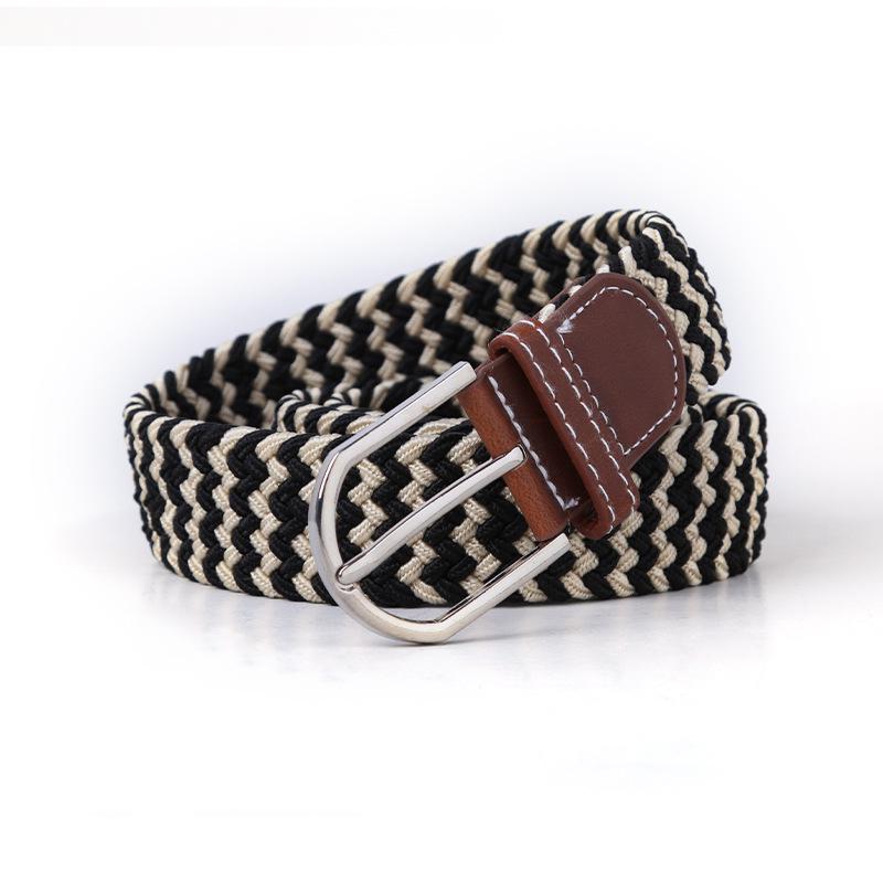 Handwoven Cross-Border Fashion Belt with Pin Buckle – Versatile Twill Men's & Women's Wide Elastic Waist Belt