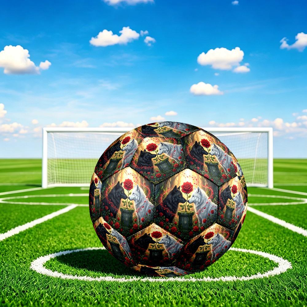 1pc Wolf Rose Fantasy Durable Size 5 Soccer Ball Professional Match Training Football Indoor &Outdoor Sports Ball p60181