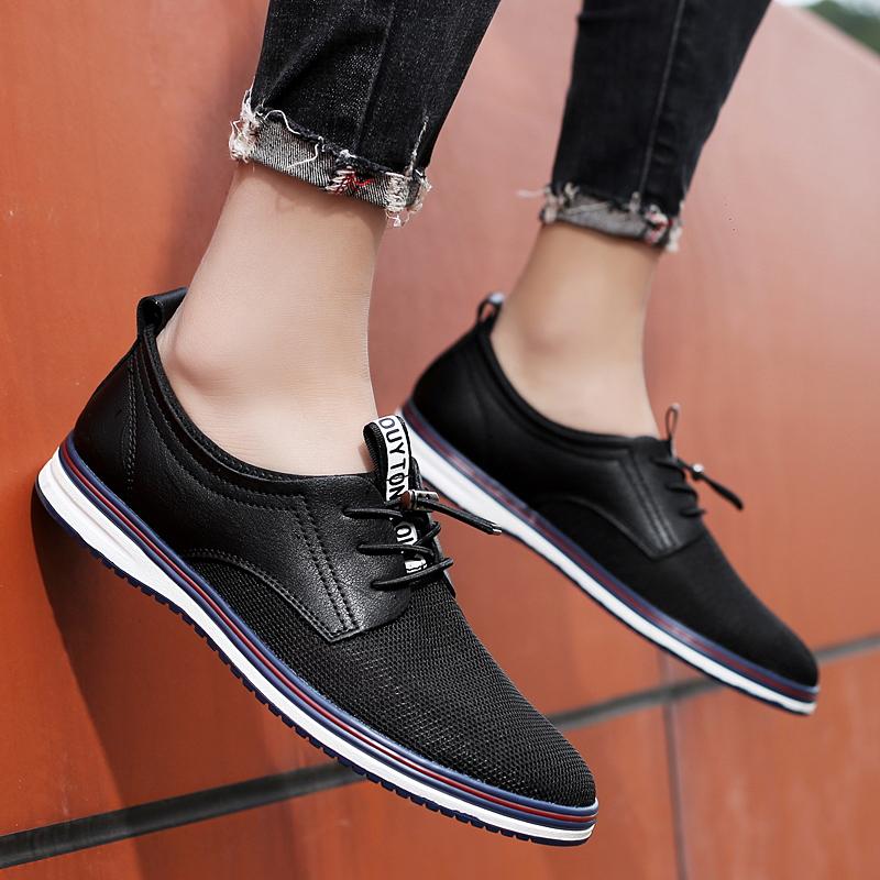 2024 New Summer Men's Mesh and Two-layer Cowhide Casual Shoes Men Slip-On Flat Sapatos Hollow Out Comfortable Man Casual Shoes