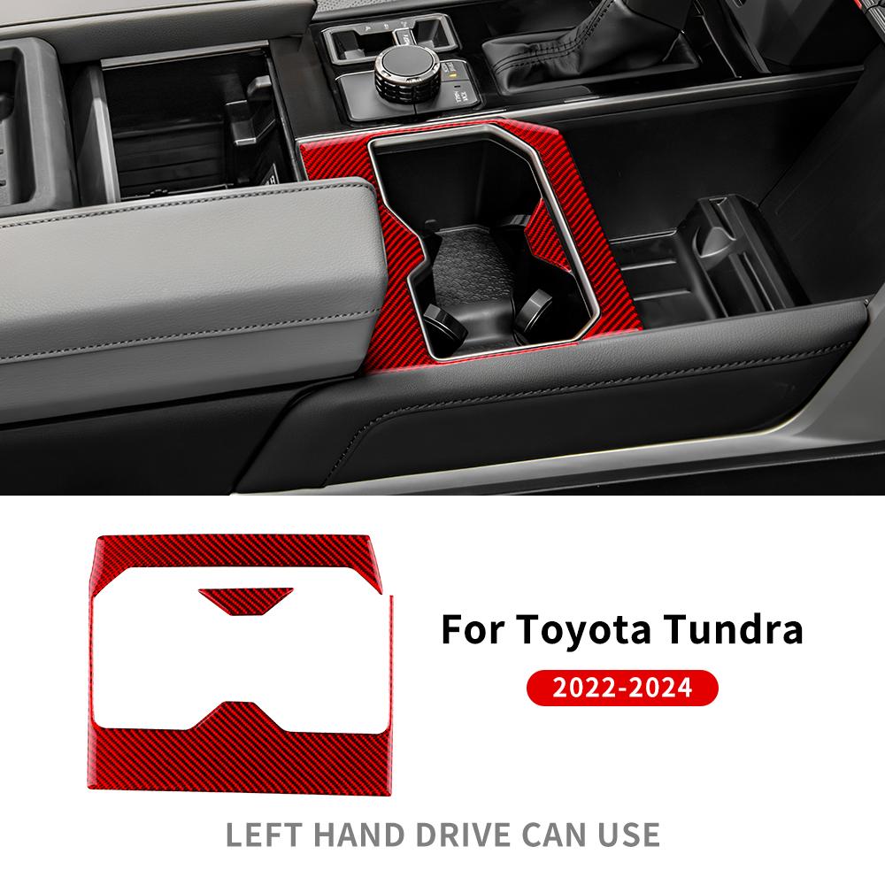 Für Toyota Tundra 2024 Echter weicher Kohlefaser-Auto-Getränkehalter-Rahmen-Pad-Aufkleber Innenraumverkleidung LHD-Zubehör