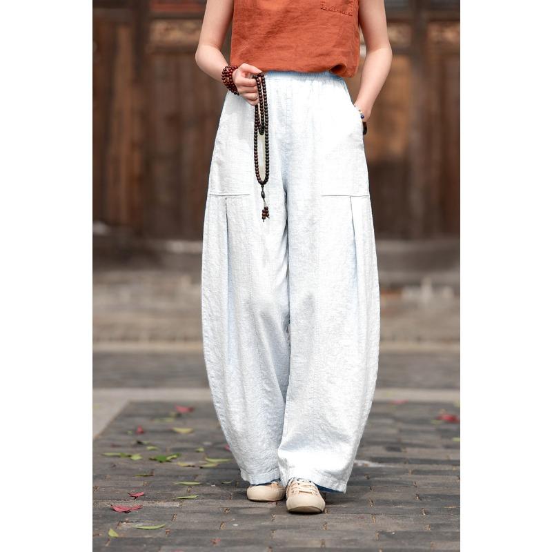 Atmungsaktive Hosen für Frühling und Sommer Japanische Übergröße Baumwolle und Leinen Locker Lässig Bloomers Damen