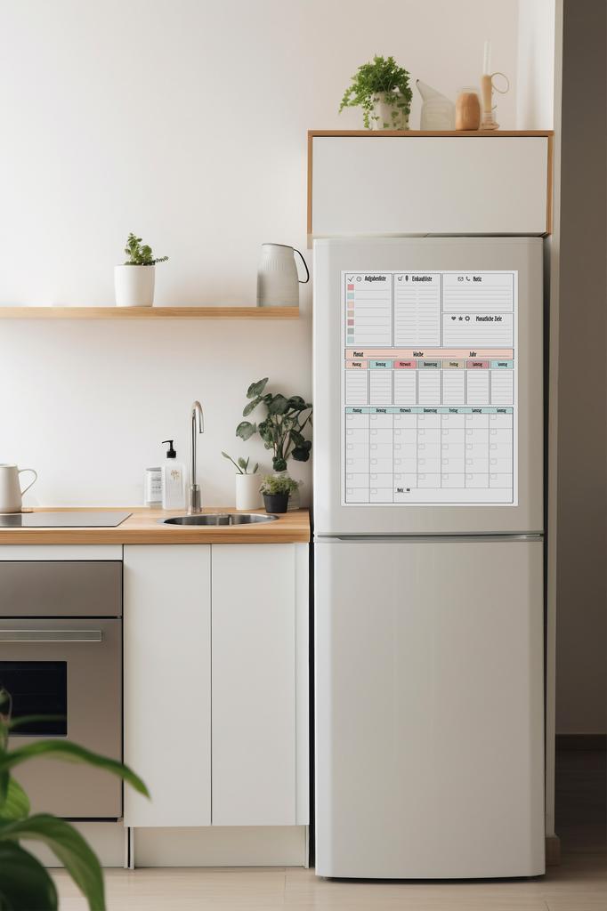 Magnetischer Planer Für Den Kühlschrank - Kalender & Aufgaben-Tafel + Stift Und Einkaufslisten-Notizblock Mit Magnet