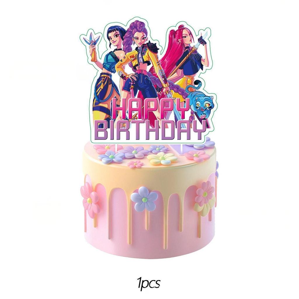 In Stock kpop demon hunters Theme Birthday Party Decorations Cake Picks Large Picks Small Picks Cake Border Pick Set