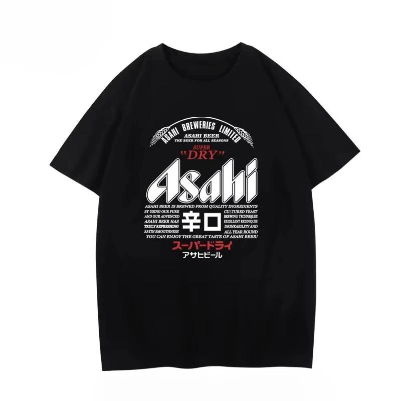2026 Summer New Asahi Beer T-shirt Asahi Beer Short-sleeved Japanese Loose Summer Men and Women Couple Casual Sports Top 4XL