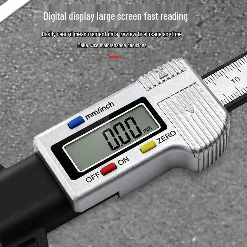 Silver Digital Tire Tread Depth Gauge 0-25MM for Car Safety