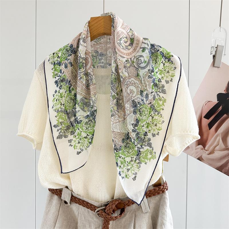 111 mulberry silk georgette 61 square scarf collection spring and autumn women's gift retro high-end silk scarf scarf