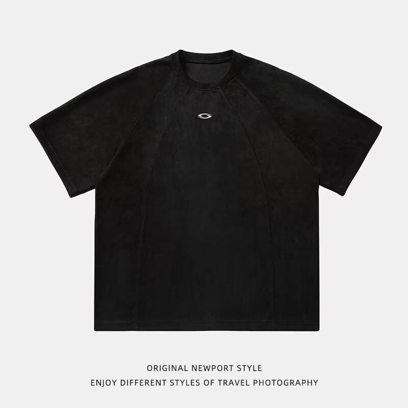 

Летняя новая американская уличная футболка с вышитым логотипом свободного кроя в стиле хип-хоп с коротким рукавом и винтажным эффектом потертости 3XL чёрный