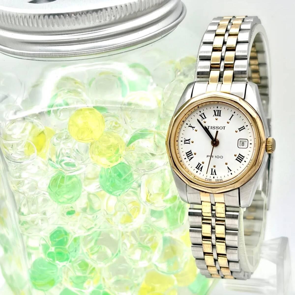 Used [New Battery] TISSOT PR100 Ladies Watch Date Roman P300/430