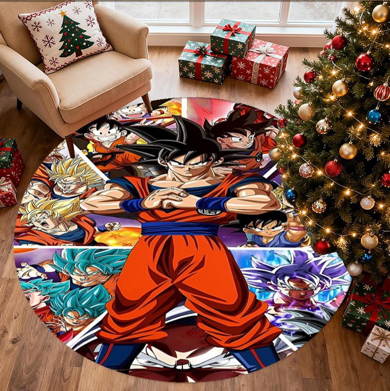 DRAGON BALL Desenli Yuvarlak Halı, İç/Dış Mekan Paspası, Piknik, Oyun Odası, Yatak Odası, Ofis, Oturma Odası, Ev Dekorasyonu Halısı, Doğum Günü Hediyesi