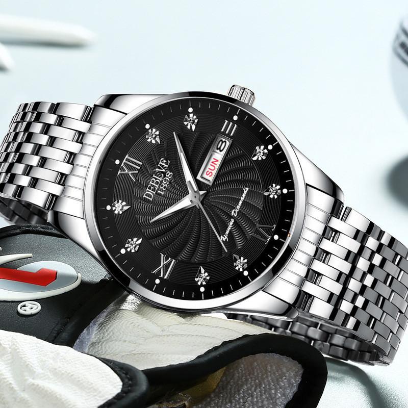 Men's Business Leisure Watch Steel Belt Calendar Night Light Quartz Watch