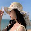 Bowknot Wide Brim Sun Hat Breathable Fisherman Sunshade Cap Fashion Lace Streamers Straw Hat  Girls