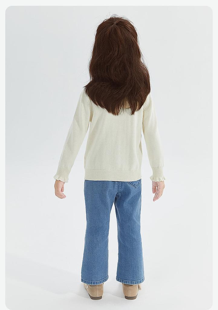 [Double Collar Bow] Infant and Young Girl's Sweater Spring and Autumn Children's Casual Top