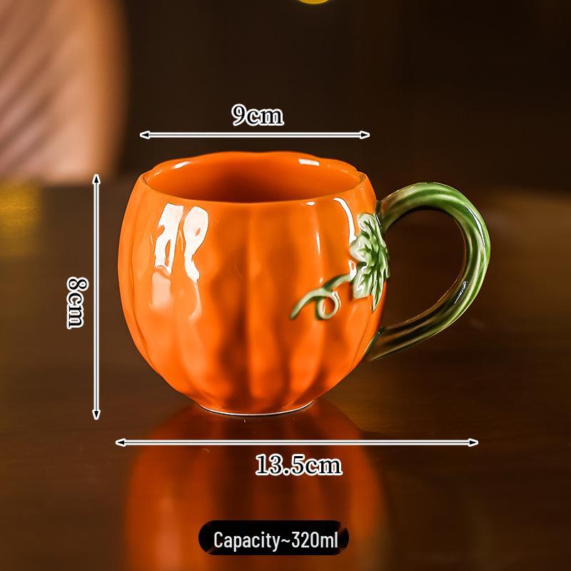 Hand-Painted Halloween Pumpkin Plates, Bowls, and Cute Ceramic Cups