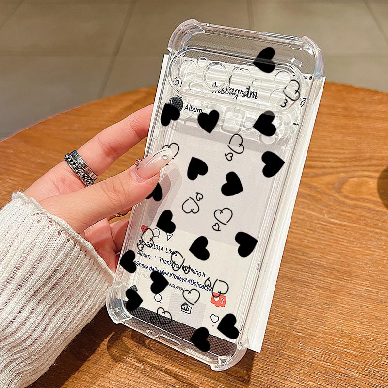 Love Heart Printed TPU Phone Case For Google Pixel 9 Pro Pixel 9 Pro XL Soft Silicone Transparent Back Cover For Google Pixel 9A