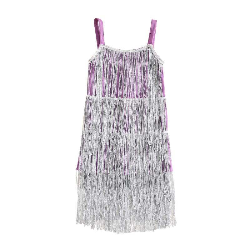 

Детское платье с кисточками для девочек, лоскутное платье без рукавов на подтяжках 140