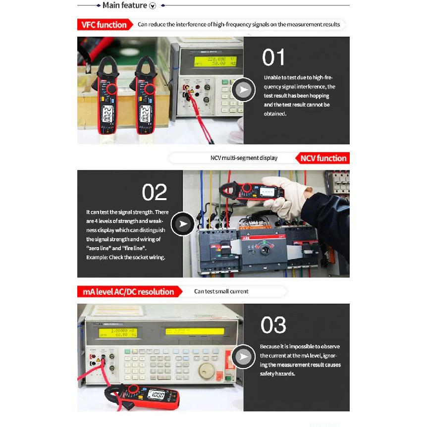 UNI-T Clamp Meter UT210E UT210D UT204 PLUS Current Pliers Hook Ammeter Digital Multimeter Professional Electrical Multi Tester