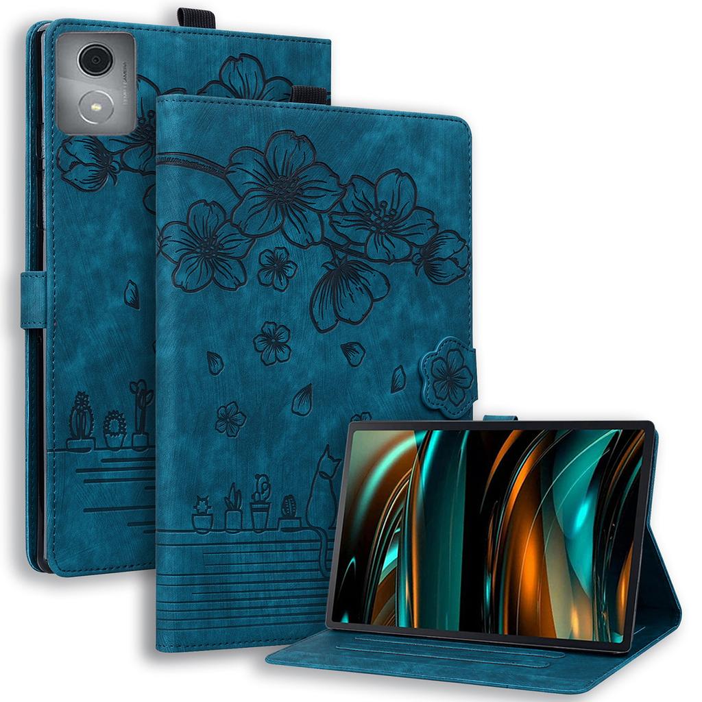 Für Lenovo Tab M11 Plus/Tab K11 Plus Hülle Leder Ständer Tablet-Hülle Blume Katze Kartenfächer