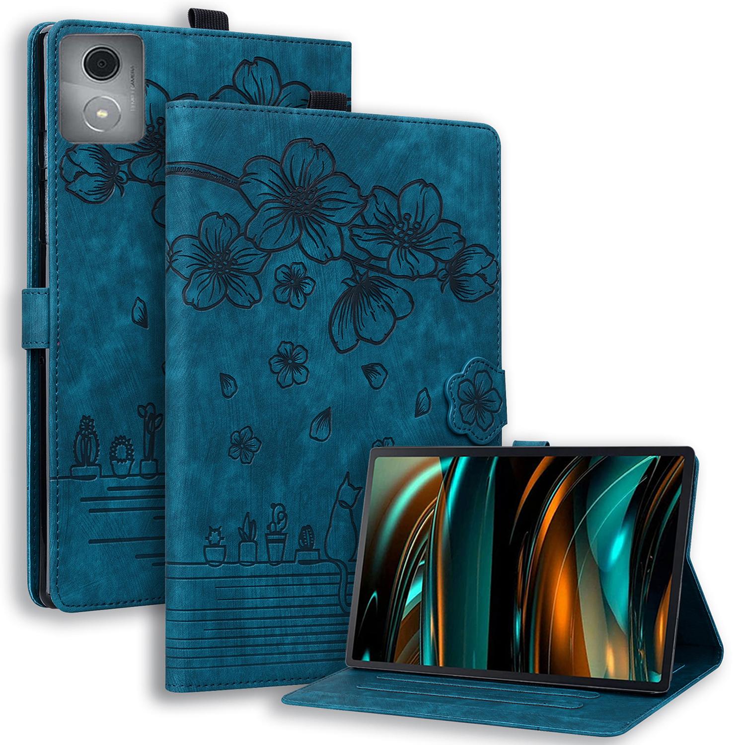 

Для Lenovo Tab M11 Plus/Tab K11 Plus Чехол Кожаная Подставка Чехол для Планшета Цветок Кошка Слоты для Карт Sapphire